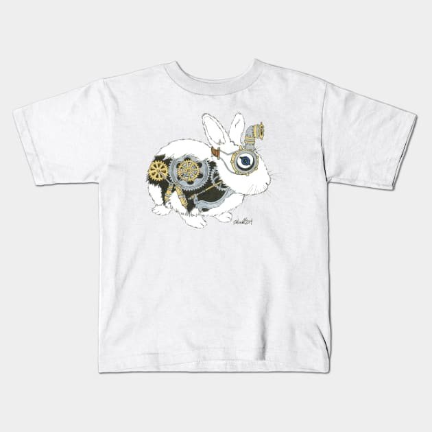 Daily Doodle 33 - Robot - Steampunk Bunny -Elvis Kids T-Shirt by ArtbyMinda